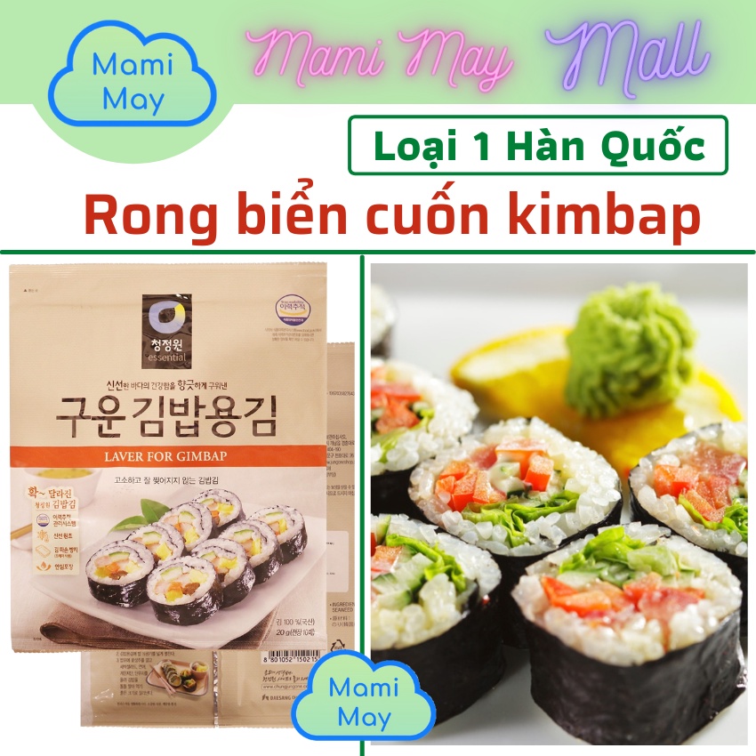 [NHẬP KHẨU] Rong biển cuộn kimbap ( kim bắp), lá kim cuốn sushi và cơm loại 01 Hàn Quốc Daesang 10 lá + Mành tre Artecle