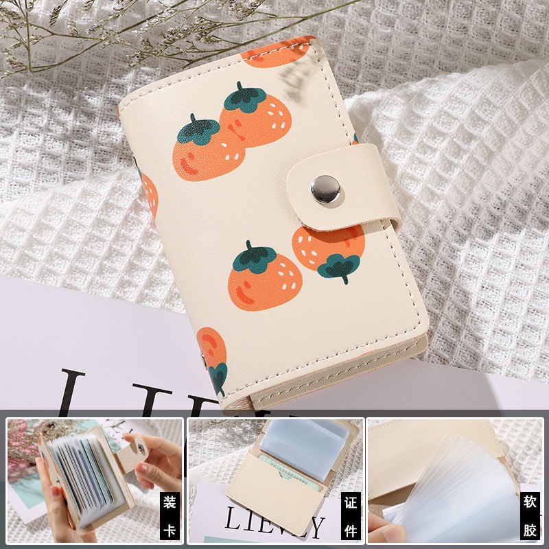Ví đựng thẻ ID KAITIFEI siêu mỏng nhiều ngăn họa tiết trái cây đơn giản dễ thương