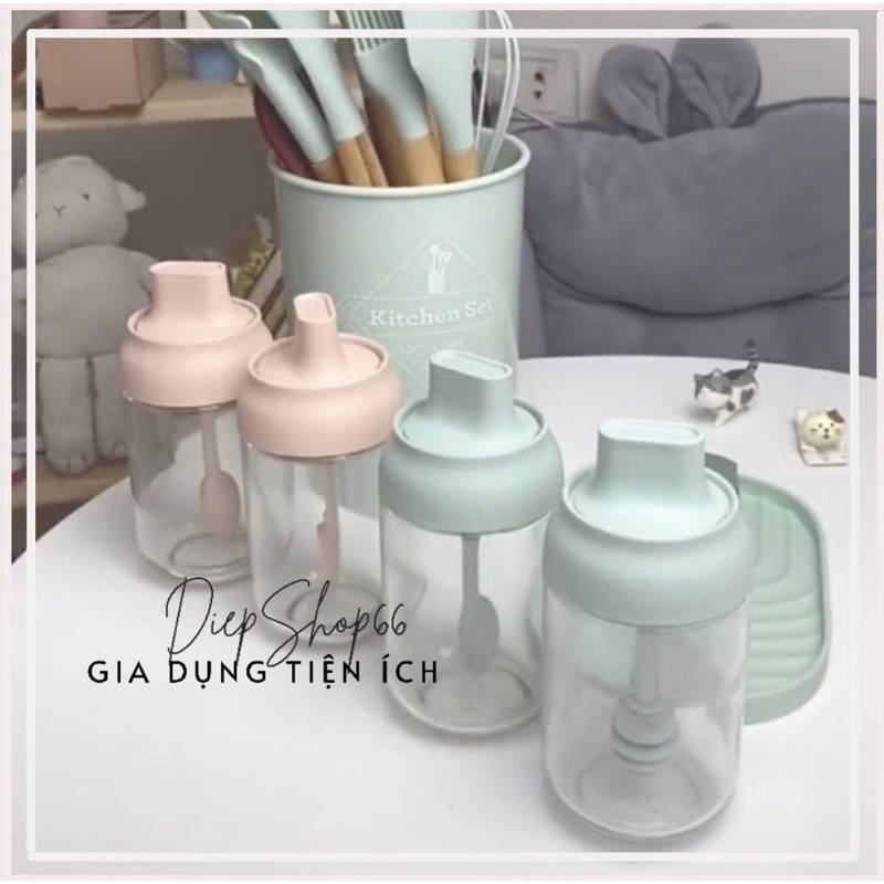 Lọ đựng gia vị -thuỷ tinh 250ml màu mới siêu xinh QC507