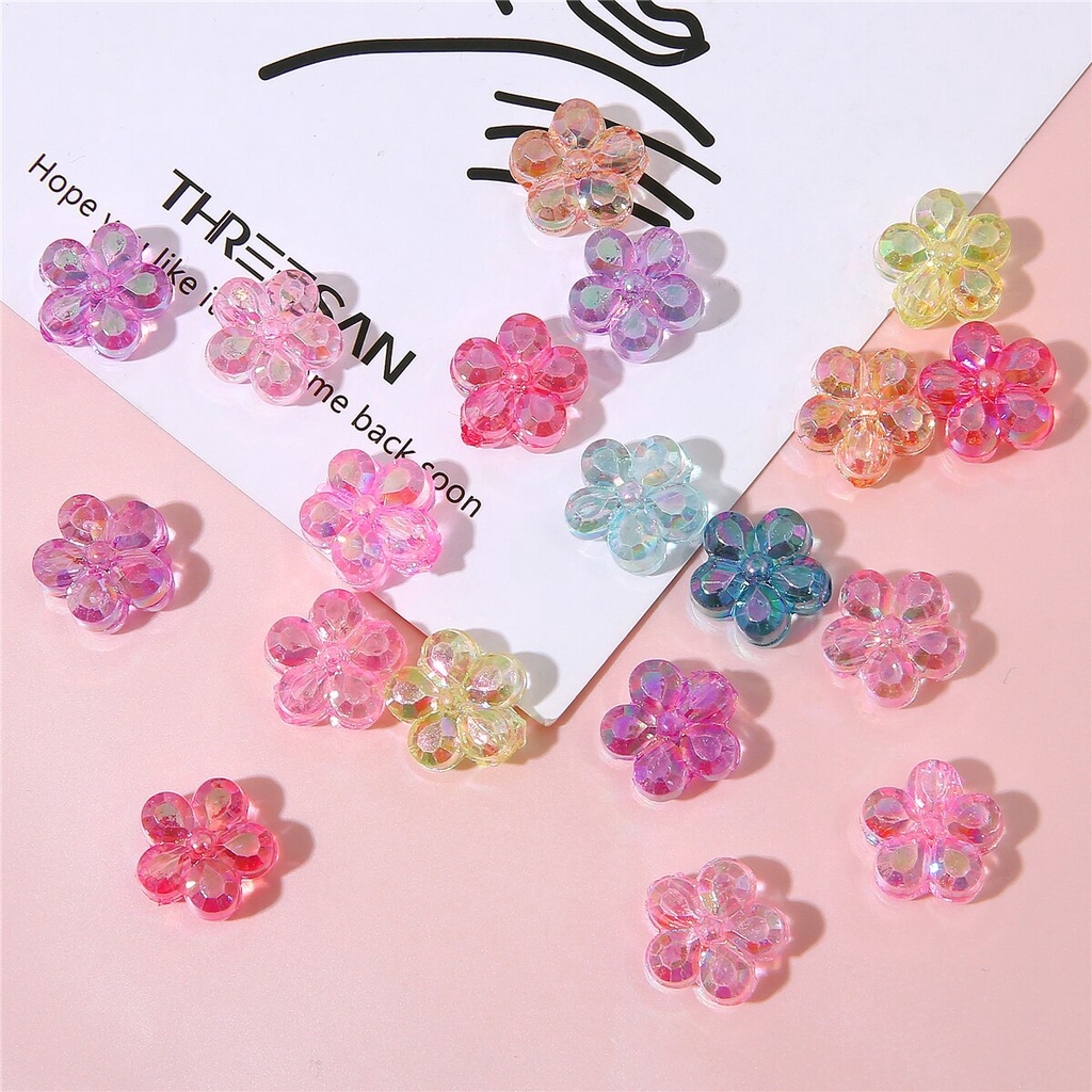 Bộ 20 hạt nhựa acrylic hình cánh hoa nhiều màu sắc dùng làm phụ kiện trang sức vòng tay thủ công