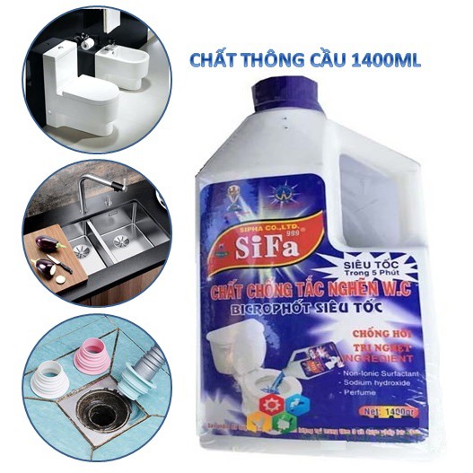 Chai Thông Bồn Cầu Cống Cực Mạnh 1400ml – chất chống tắc nghẽn cấp tốc