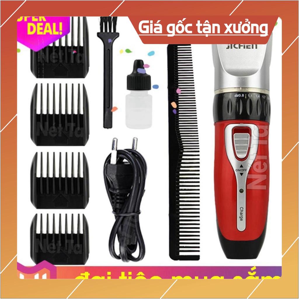 {Giá sỉ} Tông đơ cắt tóc gia đình Jichen 0817 tặng 4 cữ an toàn + lược nhựa cứng