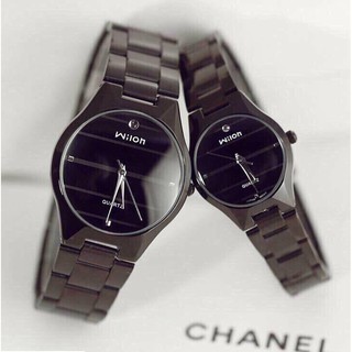 Đồng hồ cặp đôi nam nữ Wilon dây kim loại giả đá thời trang