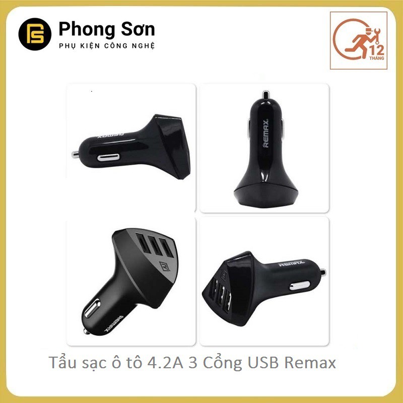 Tẩu sạc ô tô 3 USB Aliens Remax