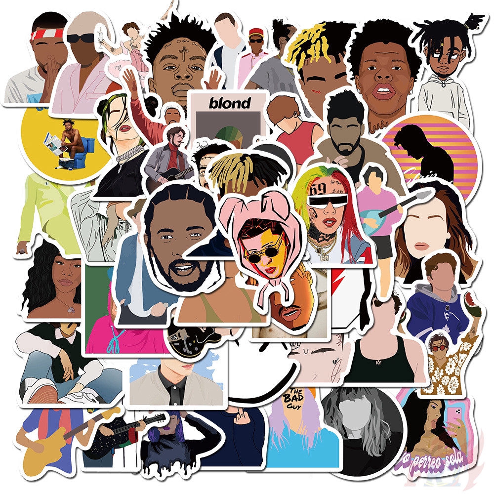 ❉ Superstar RockStar Hip Hop Rock Band Singer Rapper Series 02 Stickers ❉ 50Pcs/Set DIY Fashion Mixed Luggage Laptop Skateboard Doodle Decals Stickers