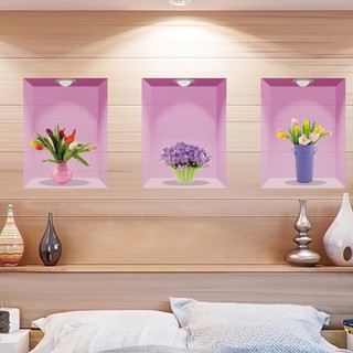decal dán tường bộ tứ bình hoa