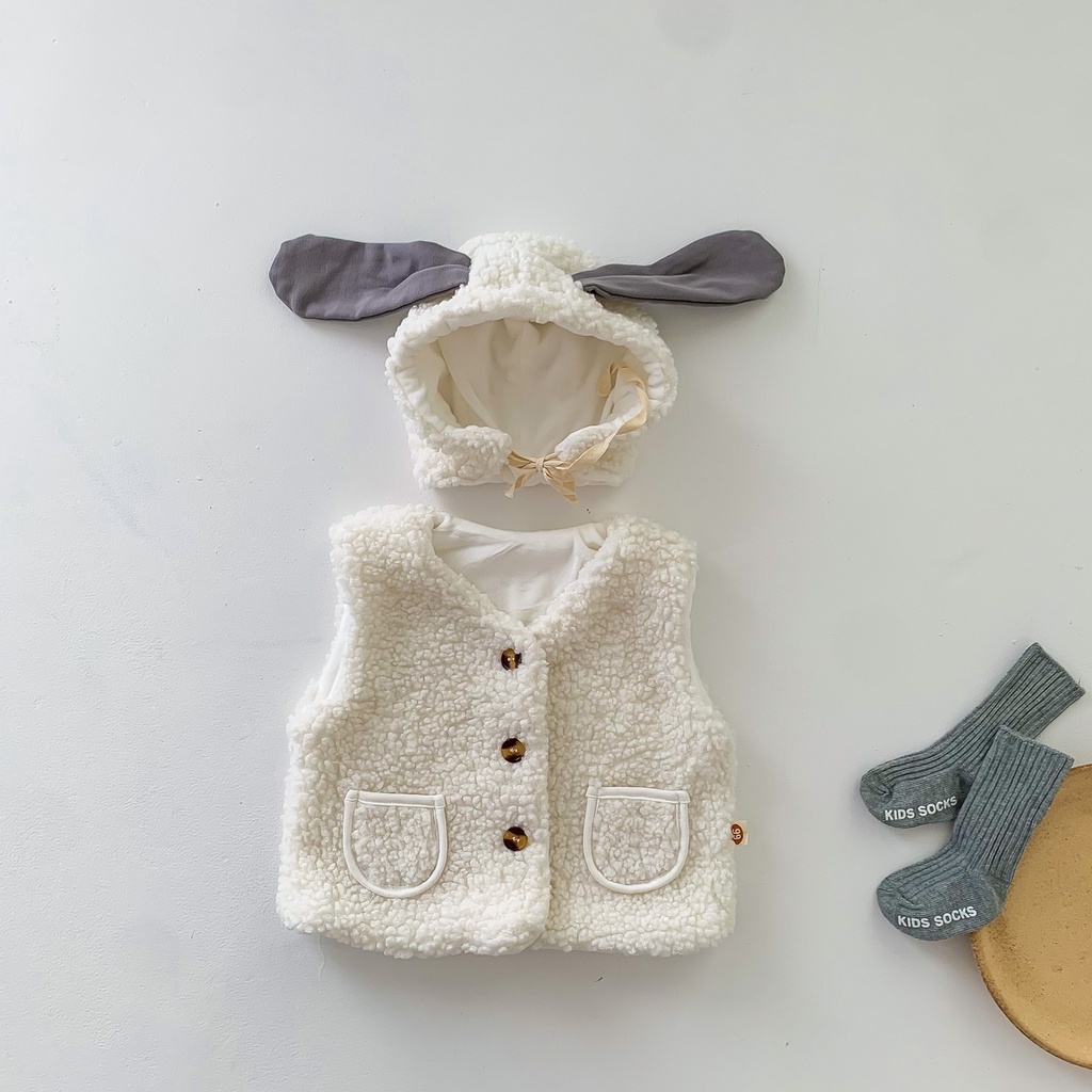 Set áo khoác cashmere + mũ đội ấm áp cho bé trai và bé gái sơ sinh