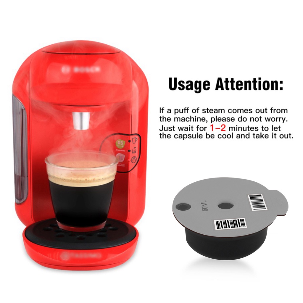 Enjoylife Reusable Coffee Capsule Pod Slicone Lid Fits Bosch for Tassimo Machine 60ml