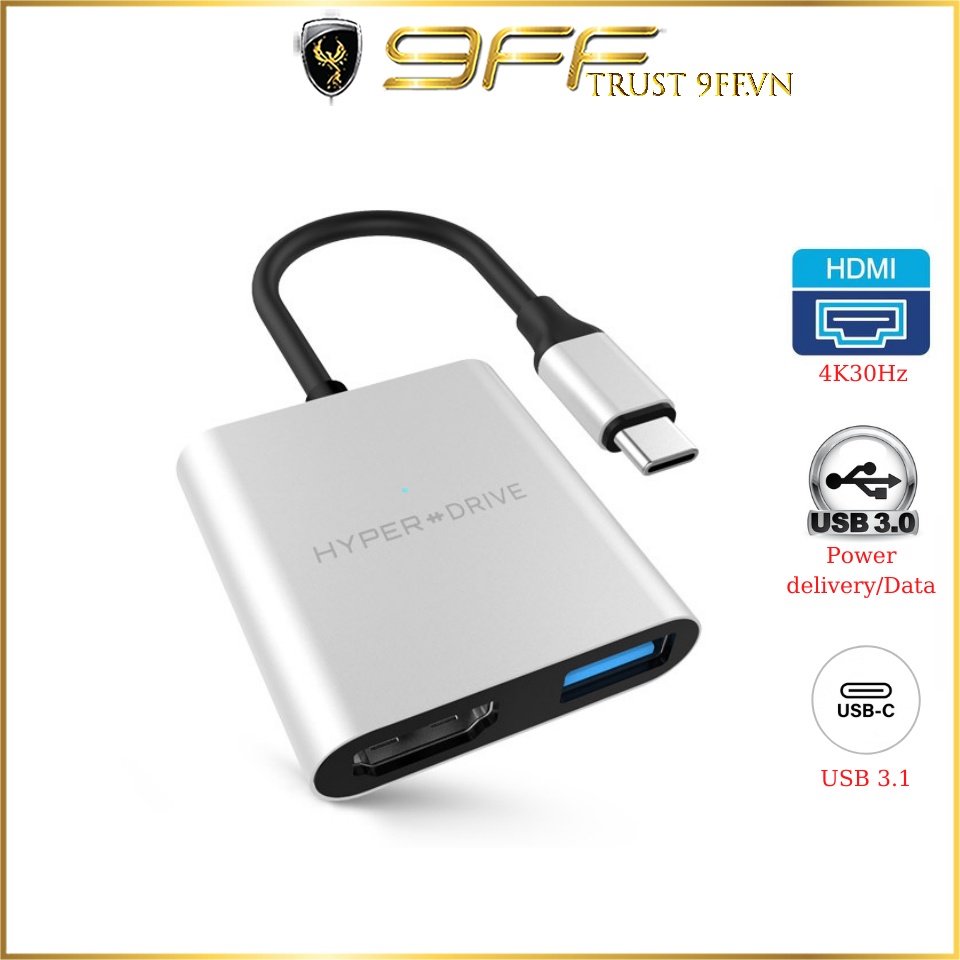 Cổng Chuyển HyperDrive 4k HDMI 3-in-1 USB-C HUB Cho Laptop, PC & Devices - Bảo Hành 24 Tháng ( 1 Đổi 1 )