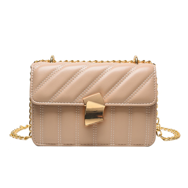 Túi Đeo Chéo Vai Có Khóa Thêu Hình Thoi Nhỏ Thời Trang Dành Cho Nữ