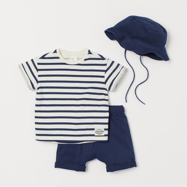 Set quần + áo + nón bé trai H&M xuất dư
