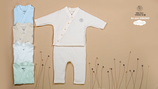 Giảm 50%Bộ quần áo sơ sinh kimono hãng Hrnee chất liệu Modal cho các bé