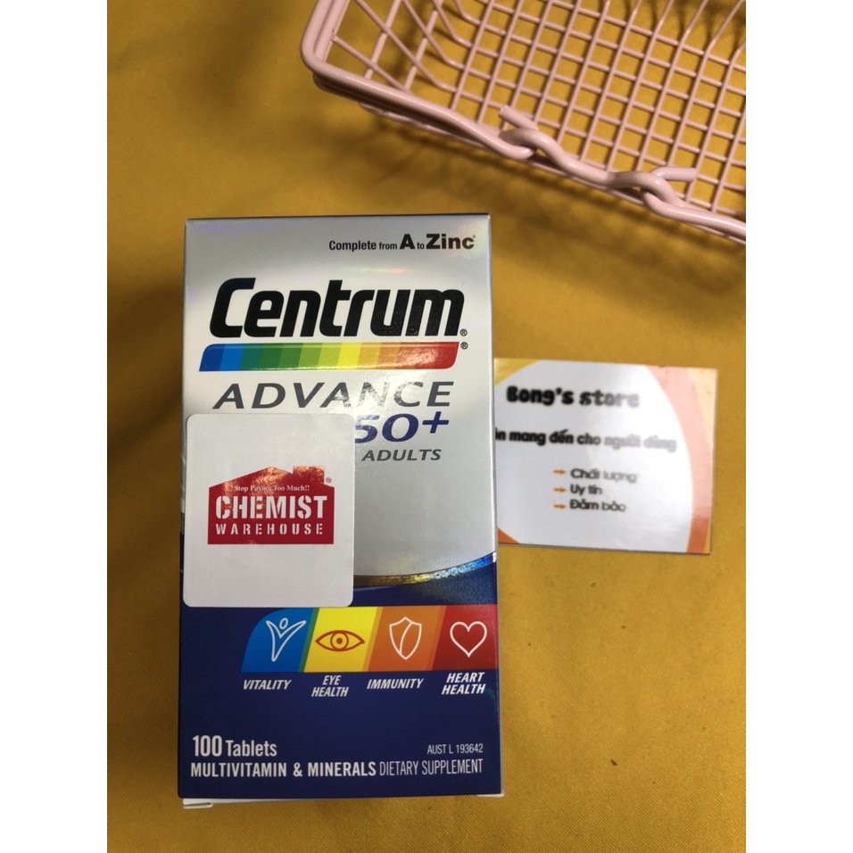 Viên uống bổ sung Vitamin tổng hợp Centrum Advance Úc 50 viên cho người già và trung niên