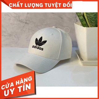 Nón kết Mũ lưỡi trai Adidas trắng logo thêu đen dành cho nam nữ Free size