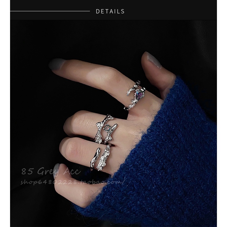 Set Ba Nhẫn Đeo Ngón Trỏ Đính Đá Quý Thời Trang Cho Nữ