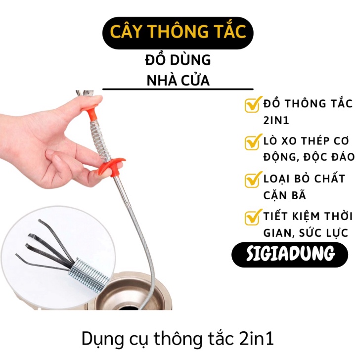 GIÁ SỈ Dụng cụ thông tắc 2 in 1 với lò xo thép cơ động, loại bỏ cặn bã từ trong ống 4000