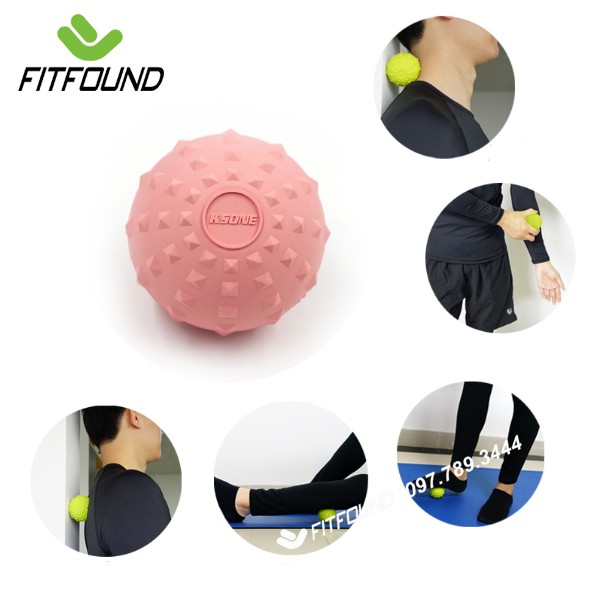 Lacrosse ball - Bóng cao su có gai 3D massage giãn cơ / dãn cơ trị liệu mát xa cỡ  6,3 cm tặng túi đựng Ksone