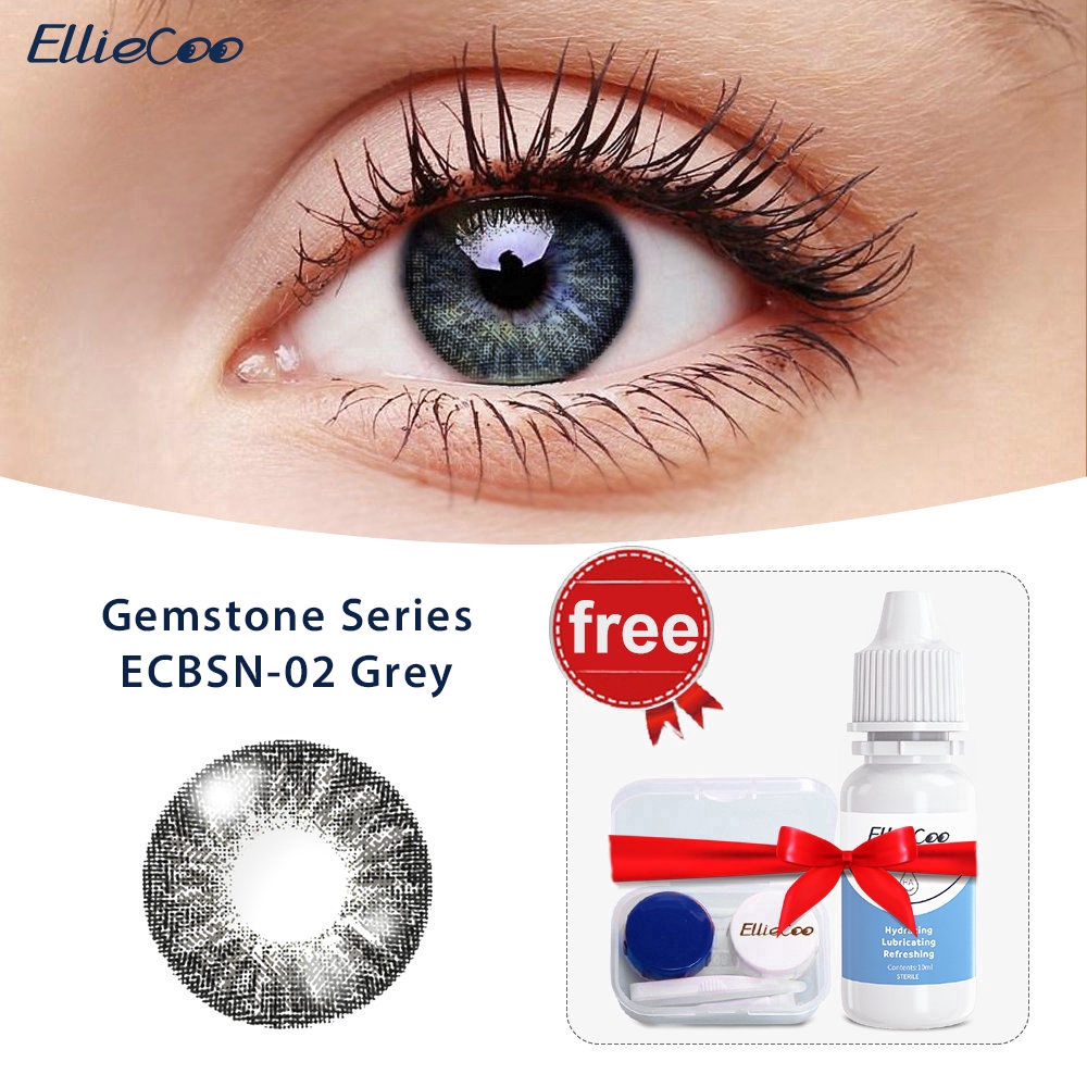 Cặp kính áp tròng EllieCoo có màu kèm thuốc nhỏ mắt dưỡng ẩm giúp tạo đôi mắt to tròn 10ml