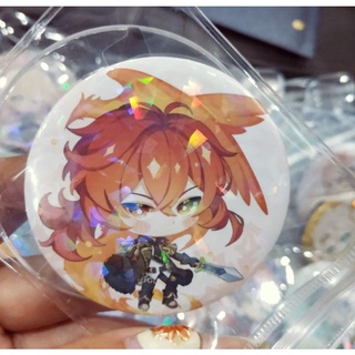 Genshin Impact Huy hiệu chibi Zhongli Albedo Klee Venti Diluc Childe Ganyu Mona Fischl