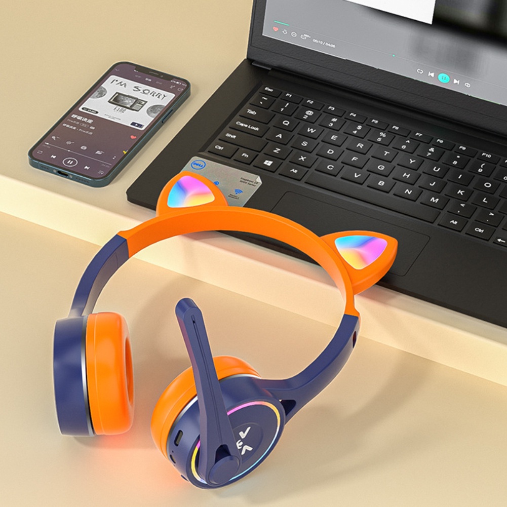 Tai Nghe Không Dây Tai Mèo Dễ Thương Có Mic Mũ Bảo Hiểm Âm Trầm Âm Thanh Nổi Đèn Phát Sáng Quà Tặng Bluetooth Cho Game Thủ Tai Nghe Chơi Game Trẻ Em Bé Gái Điện Thoại Pc Tương Lai