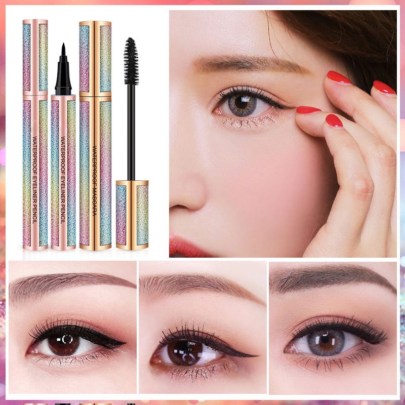 Bộ bút kẻ mắt dạng lỏng + mascara kẻ mắt COCUTE chống thấm nước lâu trôi hiệu quả
