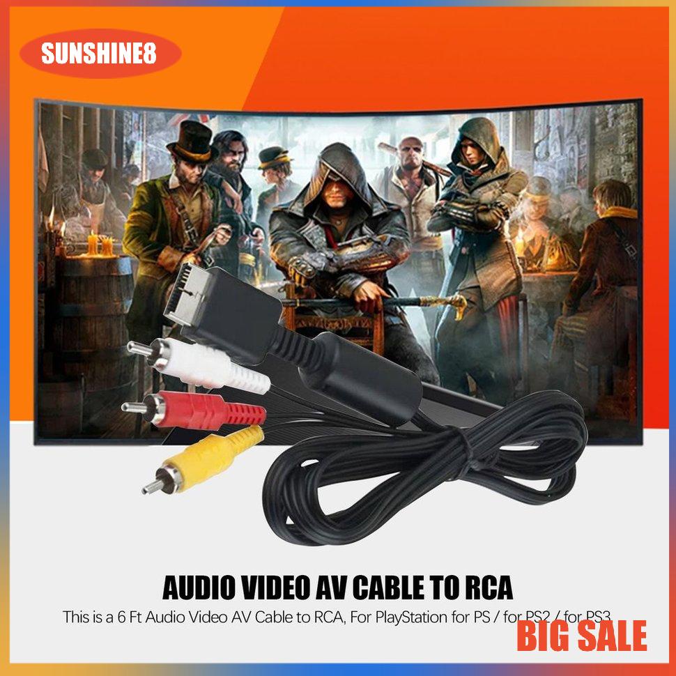 【SUN】aV Line 2in1 audio video cord wire S-Video aV Cable for PS2 for PS3 Console
