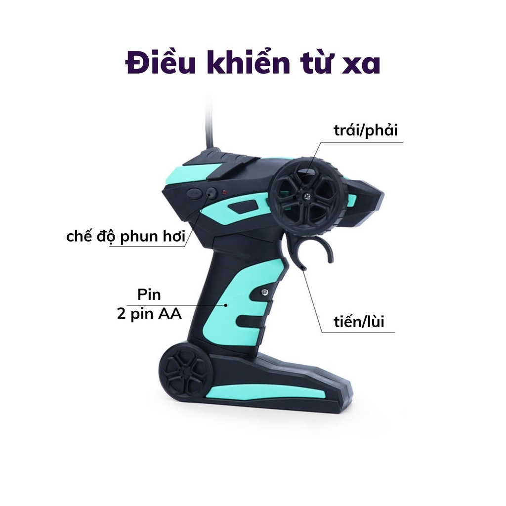 Ô tô điều khiển từ xa địa hình tốc độ cao giá rẻ phun khói và có đèn, đồ chơi điều khiển từ xa cho bé BOBIKIDS OT11