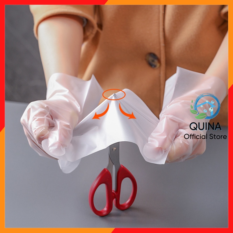 Găng Tay TPE Siêu Dai Cao Cấp Đa Năng Dùng Để Nấu Ăn Làm Bếp Dọn Dẹp Vệ Sinh Chăm Sóc Nhà Cửa Hộp 100 Cái Quina QN010