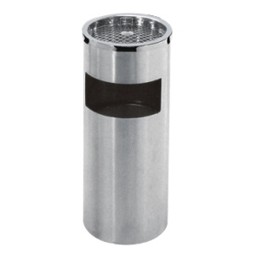 Thùng rác inox gạt tàn thuốc 25x61cm - có khay gạt tàn thuốc bên trên, cửa xả rác bên hông