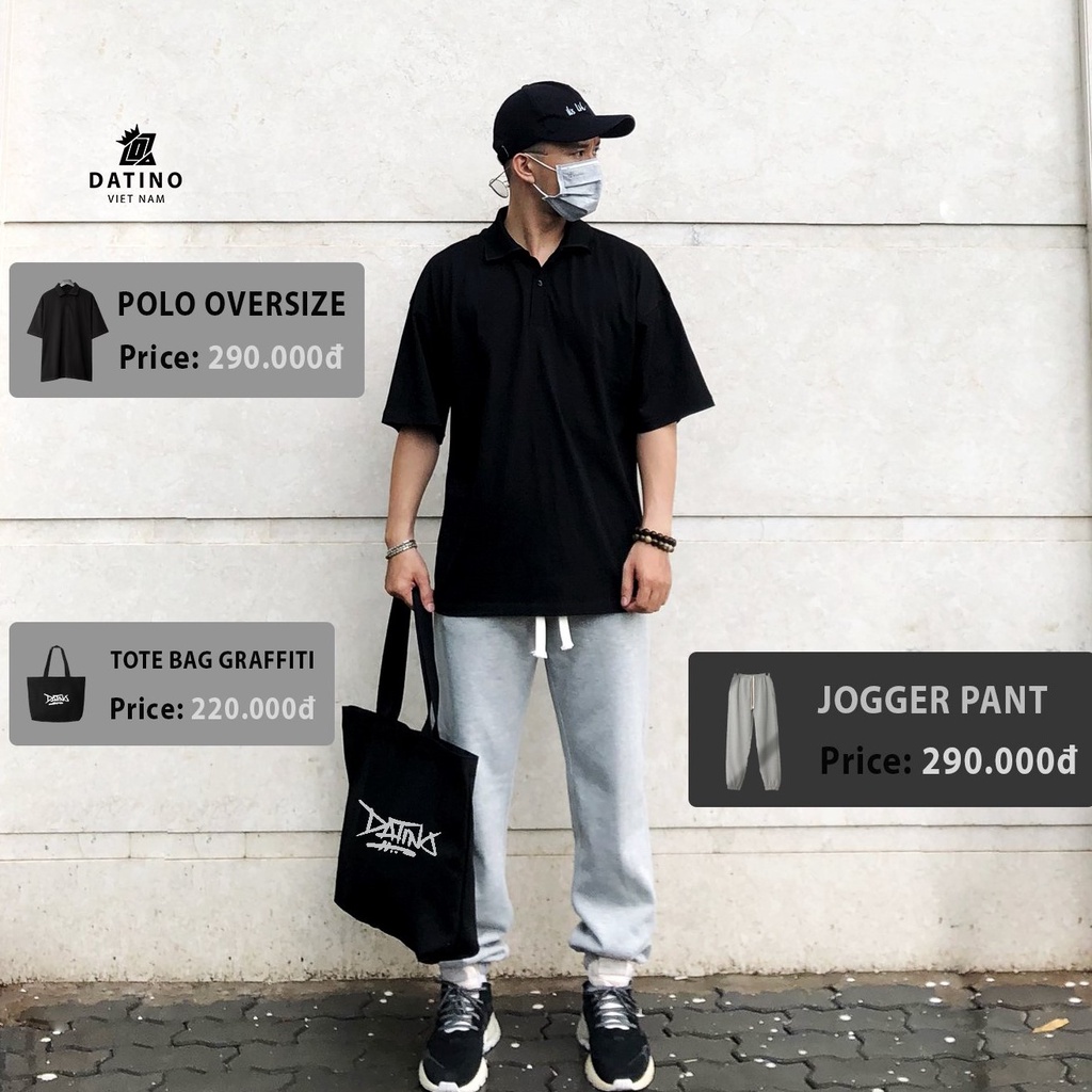 Áo polo nam streetwear DATINO form rộng tay lỡ 100% cotton 2 chiều định lượng đúng 250gsm