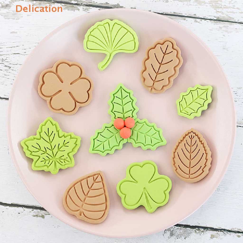 Set 8 Khuôn Nhấn Làm Bánh Quy Hình Lá 3D