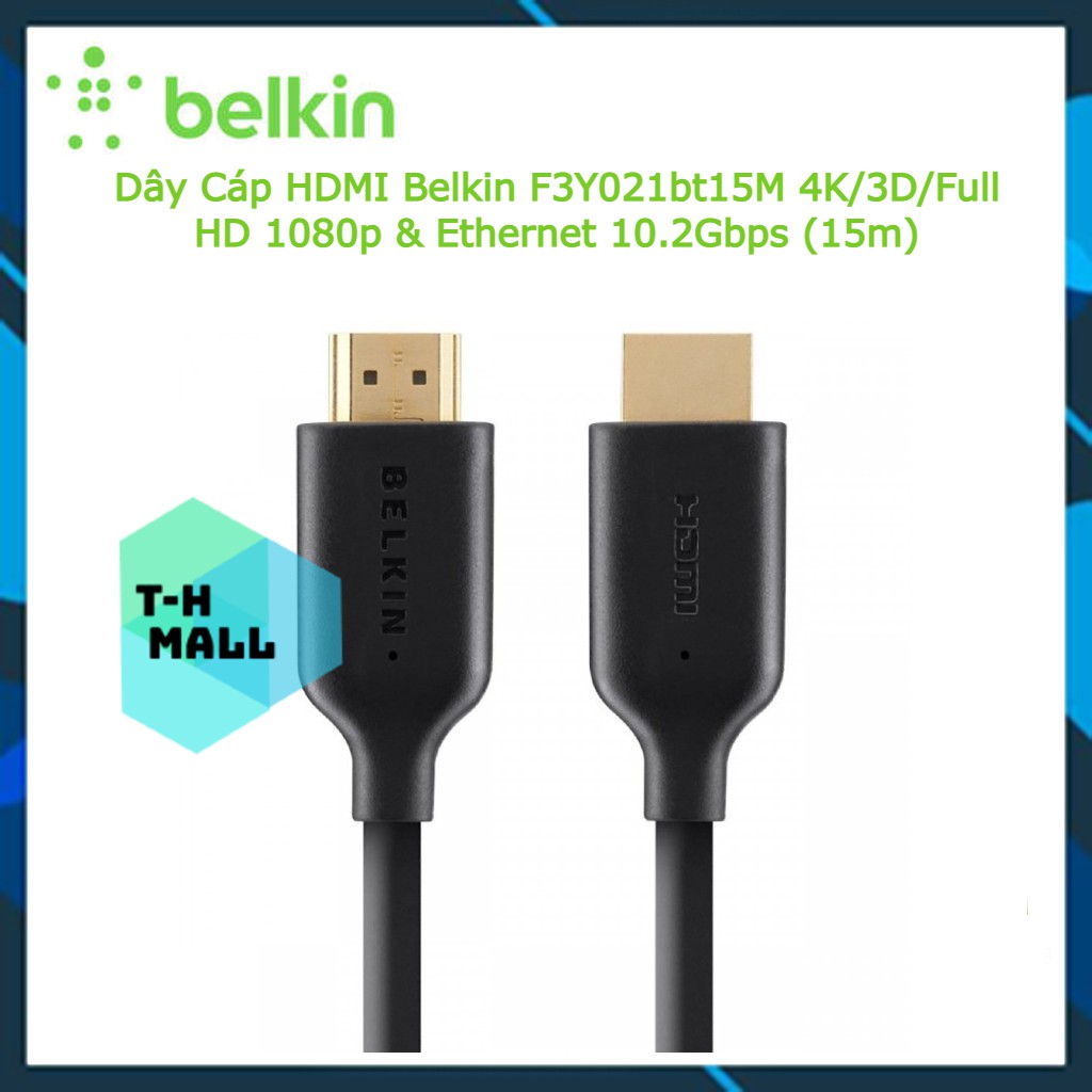 [New 100% nobox]Dây Cáp HDMI Belkin F3Y021bt15M 4K/3D/Full HD 1080p & Ethernet 10.2Gbps (15m) - Hàng Chính Hãng