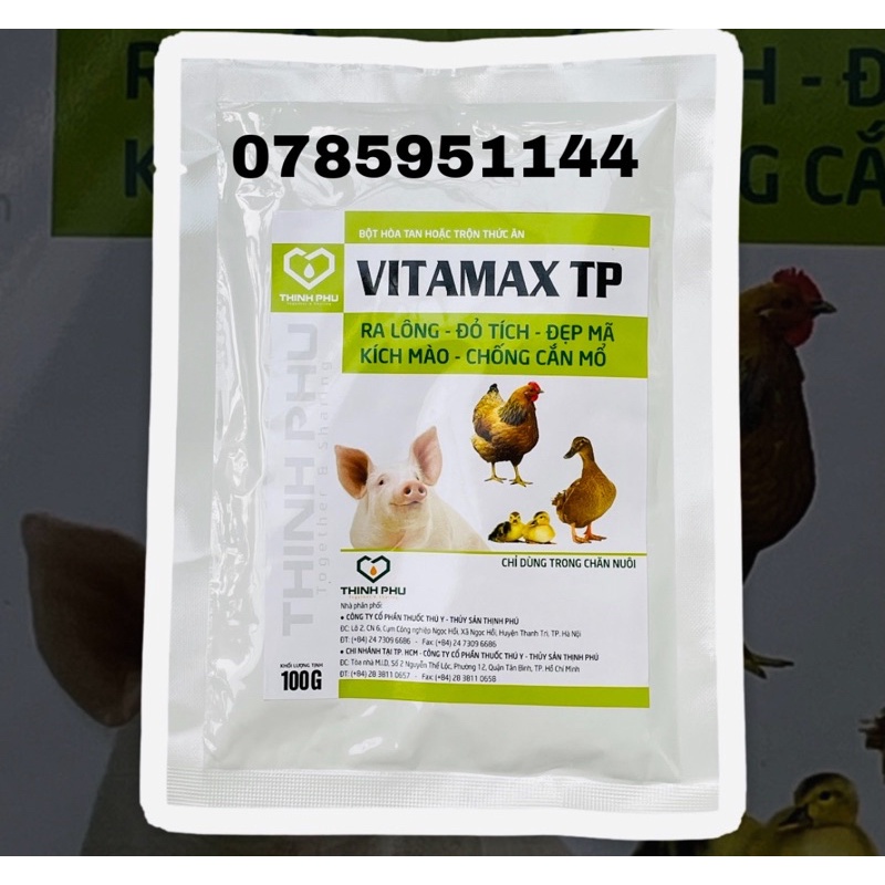 Vitamax TP 100g - ra lông, đỏ tích, đẹp mã, chống cắn mổ.