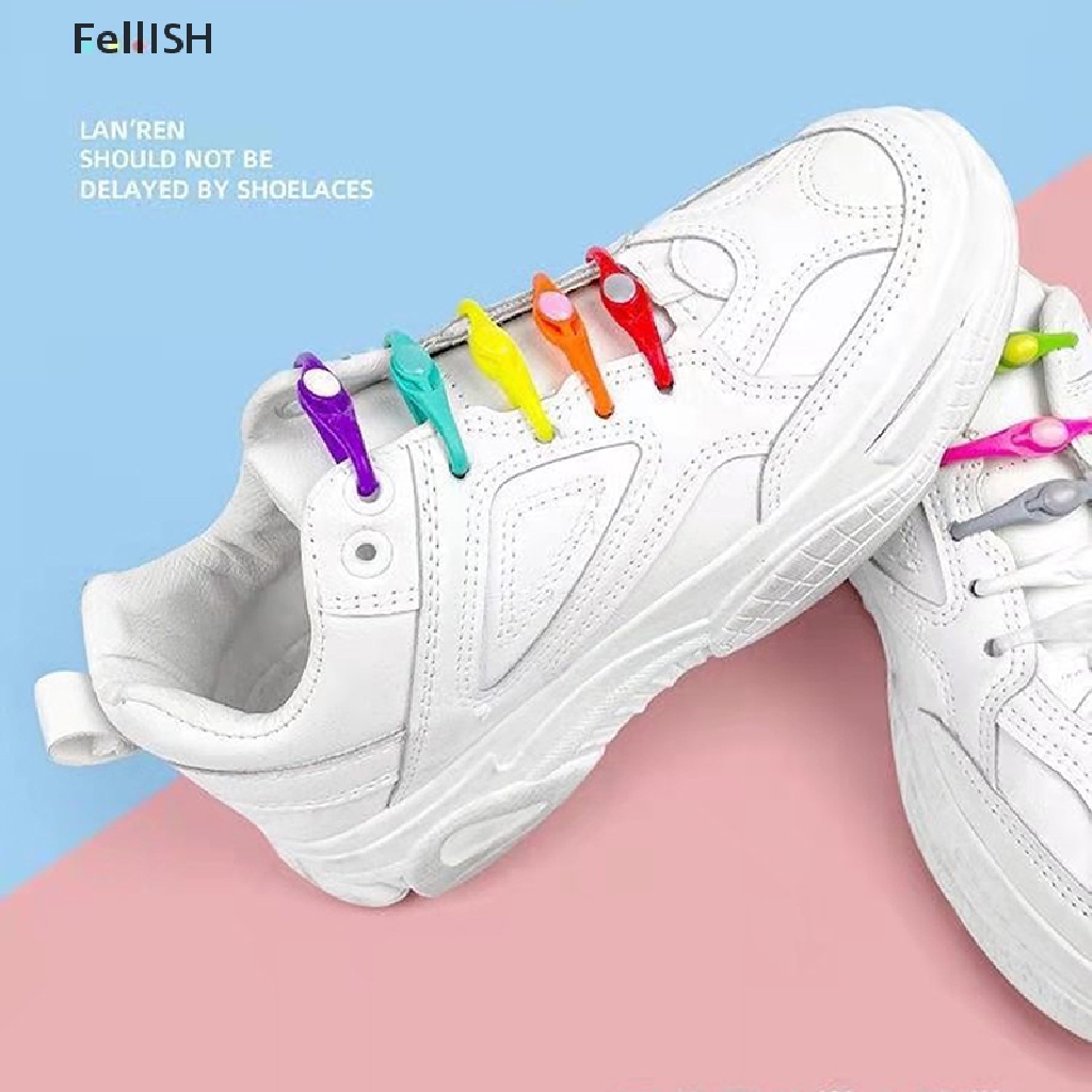 [Fel] 12pcs Silicone Shoelaces Round Elastic Shoe Laces No Tie Shoelace COD