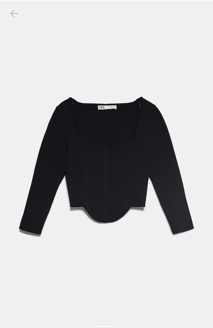 (Sẵn) Áo len croptop cổ vuông Zara auth canh sale