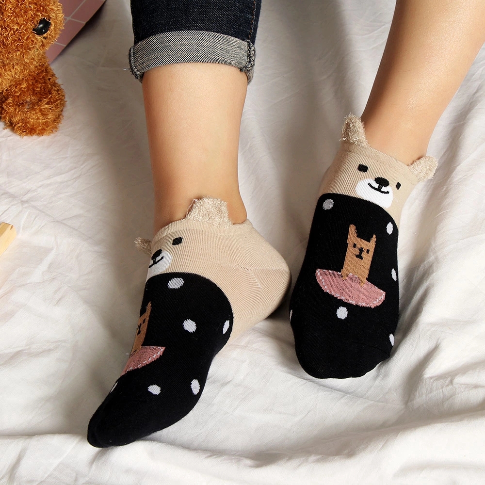 Đôi tất mắt cá chân cổ thấp cotton ấm áp mềm mại cho nữ họa tiết động vật hoạt hình đáng yêu phong cách Harajuku