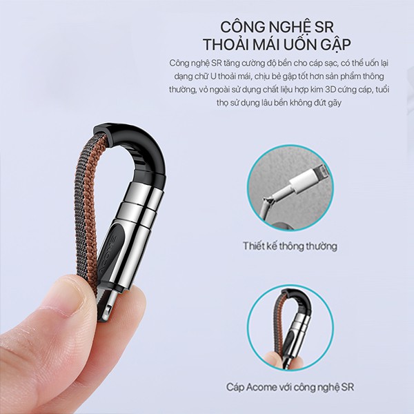 Cáp Sạc Nhanh ACOME Dây Sạc AKL AKC AKM 2.4A 100CM Cổng Lightning Micro Type C Tương Thích Với Các Thiết Bị IOS Android