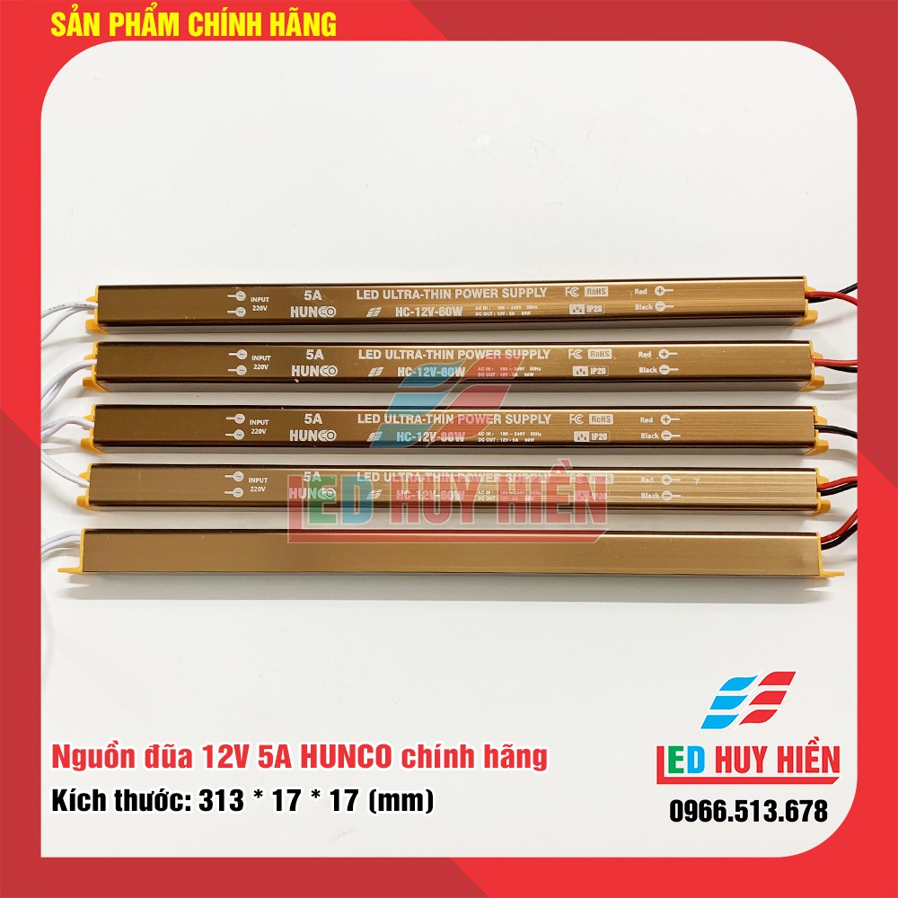 Nguồn Led 12v5a  đủ công suất HUNCO Đồng, nguồn đũa 12v 5a chuyên cho tranh led, led cuộn