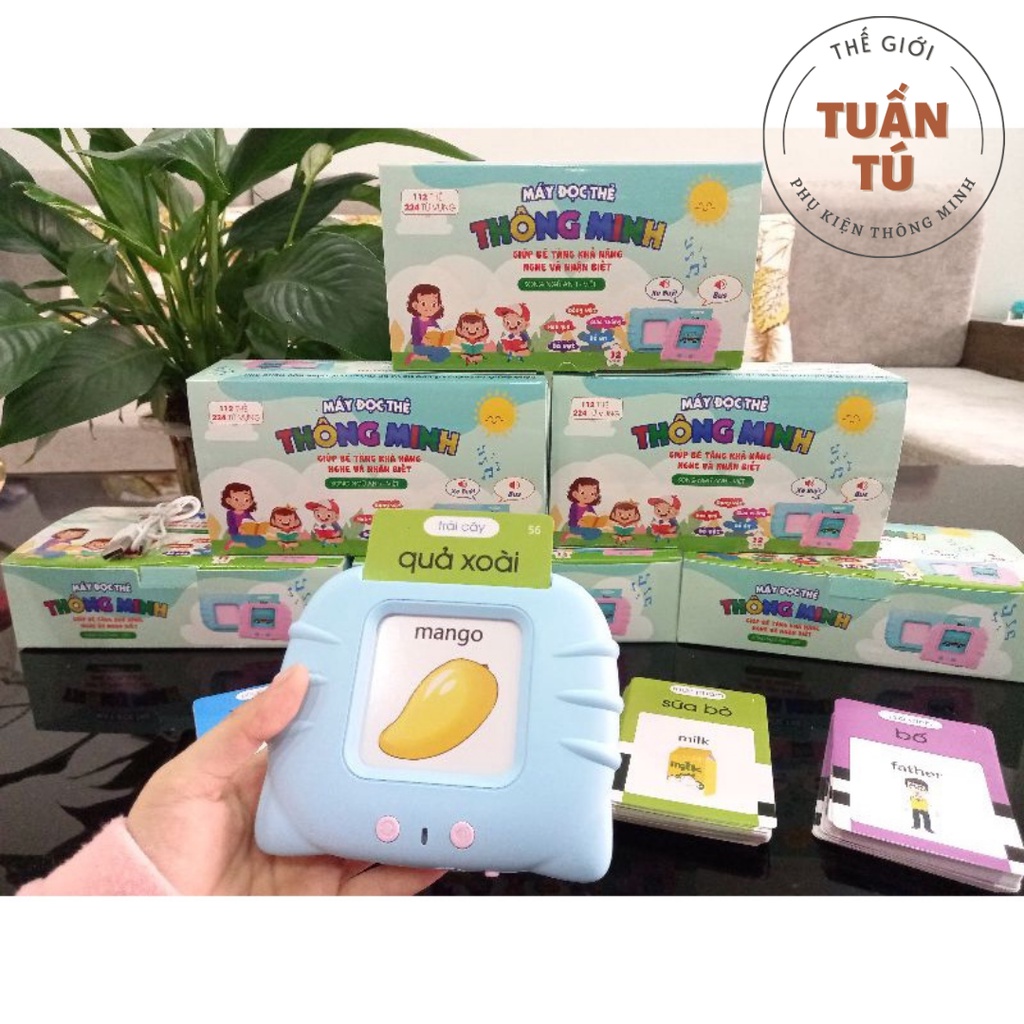 Máy đọc từ vựng song ngữ Anh Việt học tiếng anh, Máy đọc thẻ flashcard 112 thẻ 224 từ cho bé - Tuấn Tú Office Store