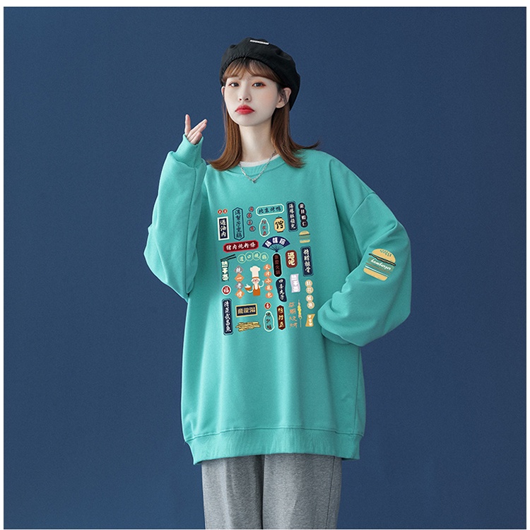 IFNICEFUTURE Hot sell new fashion casual loose print round neck lovers and men long sleeve hoodie top