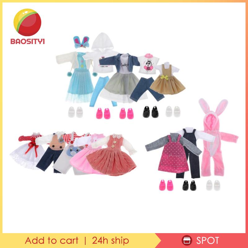 [Baosity1] Set 5 Bộ Quần Áo Và Giày Dành Cho Búp Bê 30cm