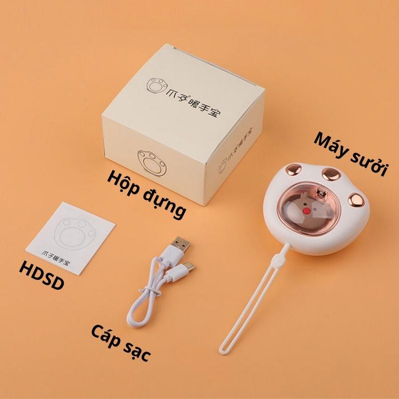 Máy sưởi cầm tay mini đa chức năng hình chân mèo kiểu dáng dễ thương nhỏ gọn 2400mAh KBO Shop KBO029