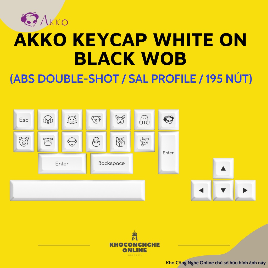 Bộ keycap cho bàn phím cơ AKKO White on Black WoB