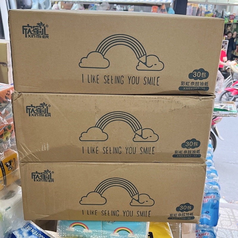 Khăn Giấy Ăn Hình Thỏ Trắng&cầu vòng Siêu Dai, Siêu Mịn