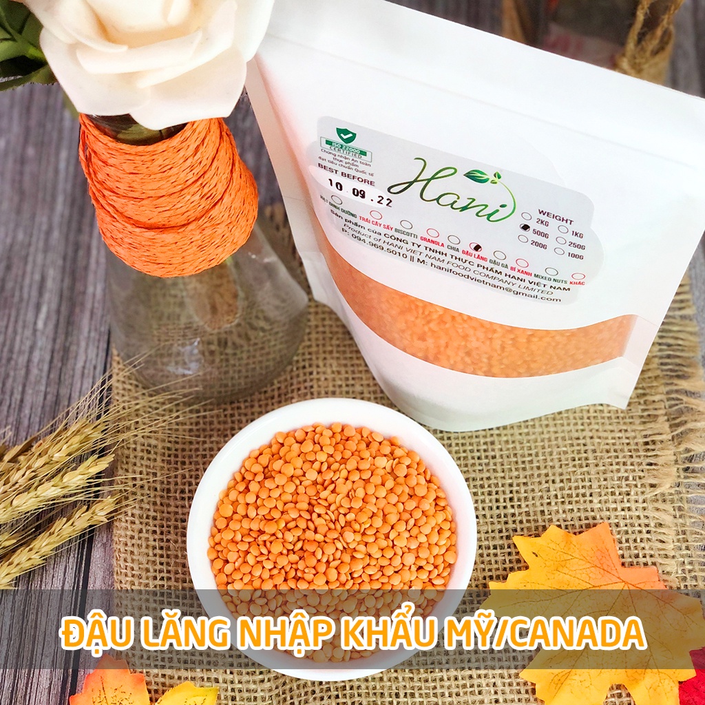 1KG Đậu Lăng Đỏ Hữu Cơ Nhập Khẩu Canada/Mỹ Không Biến Đổi Gen, Tốt Cho Trẻ Nhỏ và Phụ Nữ Mang Thai   Hani Healthy Food