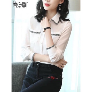 Áo Sơ Mi Lụa Viền dạ siêu đẹp 💋freeship 💋 ảnh thật fb