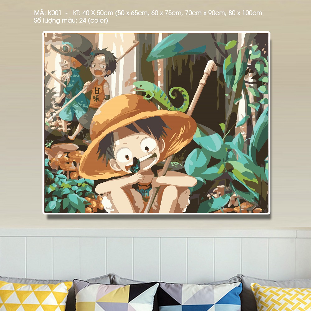 Tranh sơn dầu số hóa tự tô One piece K001 - Tặng kèm cọ , màu , khung , Paint by numbers DIY - ToastedART