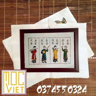 Tranh đông hồ Tố nữ tranh cỡ 27x37cm