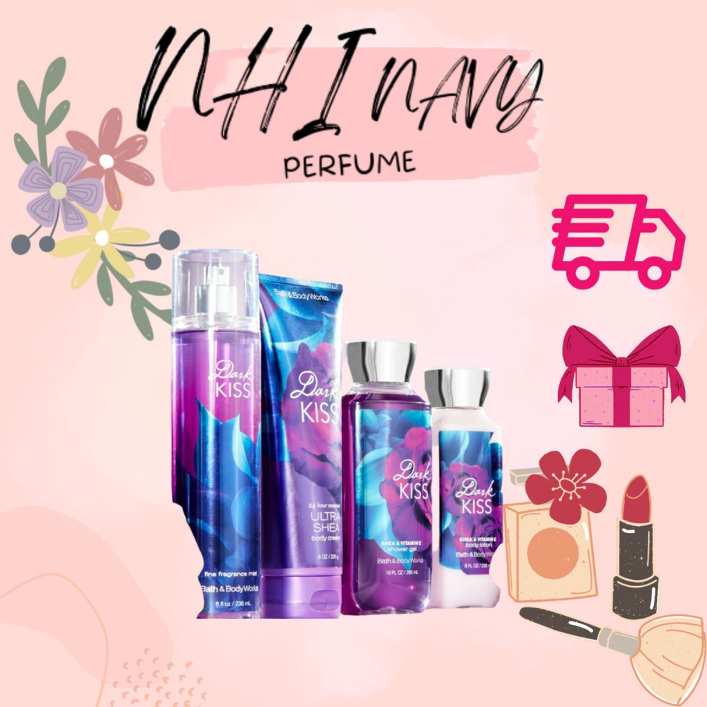 Nhi.navy Xịt thơm Dark Kiss Fine Fragrance Mist Bath and Body Works