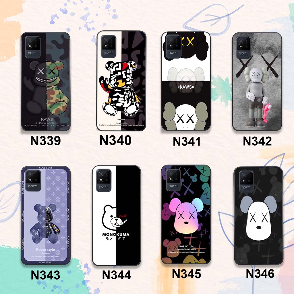 Ốp lưng điện thoại NARZO 50I in hình gấu Bearbrick, ốp xám KWAS. Ốp lưng cao cấp